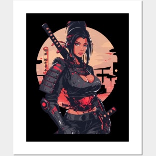 Thicc Samurai Girl Japanese Ninja Posters and Art